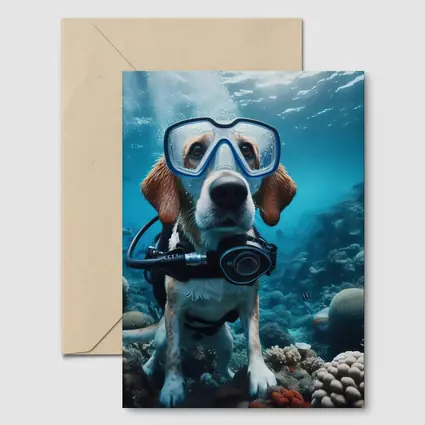 Beagle Dog Scuba Diving Underwater Coral Reef