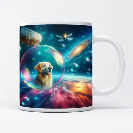 Golden Retriever Floating Bubble Outer Space Galaxy
