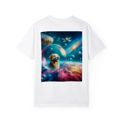 Golden Retriever Floating Bubble Outer Space Galaxy