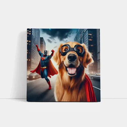 Golden Retriever Superhero Dog City Street