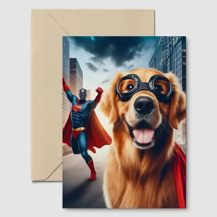 Golden Retriever Superhero Dog City Street