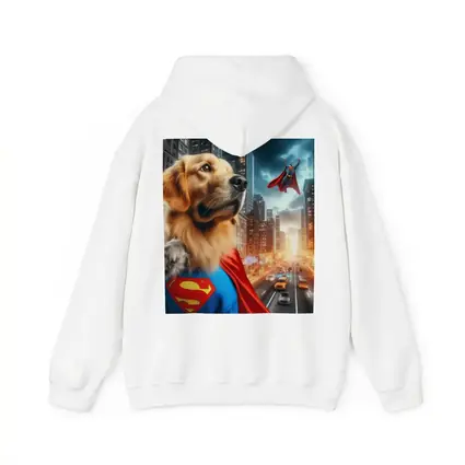 Golden Retriever Superman Cape City Street