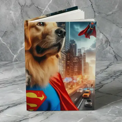 Golden Retriever Superman Cape City Street