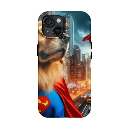 Golden Retriever Superman Cape City Street