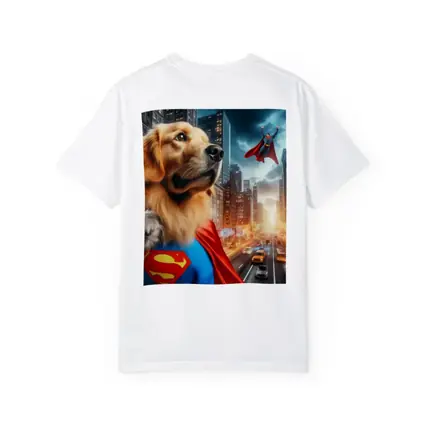 Golden Retriever Superman Cape City Street