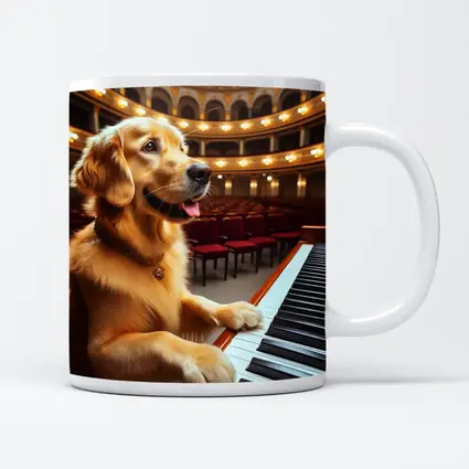 Golden Retriever Playing Piano Concert Hall