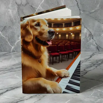 Golden Retriever Playing Piano Concert Hall