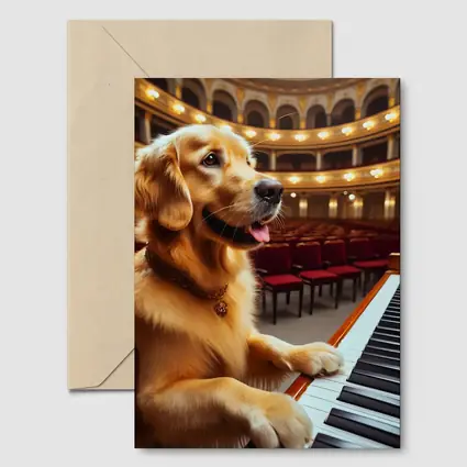 Golden Retriever Playing Piano Concert Hall