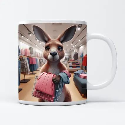 Kangaroo Shopping In Clothing Store