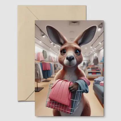 Kangaroo Shopping In Clothing Store