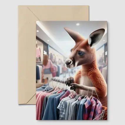 Kangaroo Shopping For Clothes In Mall