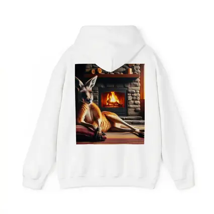 Kangaroo Relaxing By Cozy Stone Fireplace