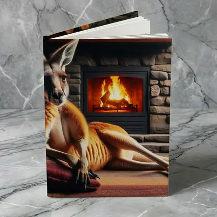 Kangaroo Relaxing By Cozy Stone Fireplace