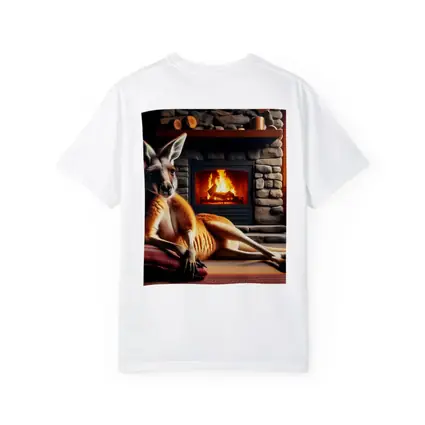 Kangaroo Relaxing By Cozy Stone Fireplace