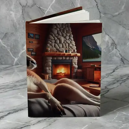 Kangaroo Relaxing In Cozy Cabin Fireplace