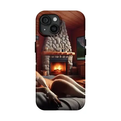 Kangaroo Relaxing In Cozy Cabin Fireplace