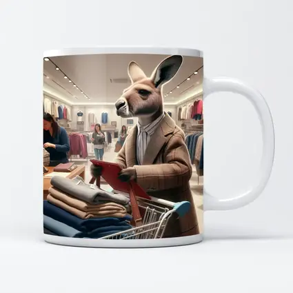Kangaroo Shopping in Clothing Store