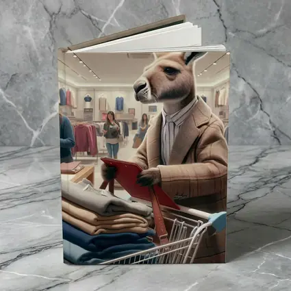 Kangaroo Shopping in Clothing Store