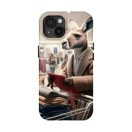 Kangaroo Shopping in Clothing Store