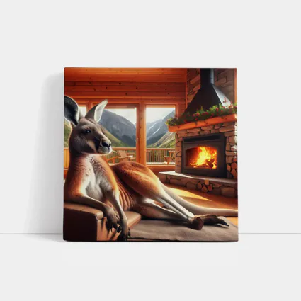 Relaxed Kangaroo Lounging By Cozy Fireplace