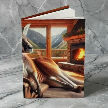Relaxed Kangaroo Lounging By Cozy Fireplace