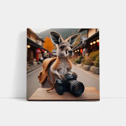 Kangaroo Tourist With Camera In Japan