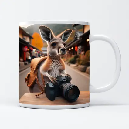 Kangaroo Tourist With Camera In Japan