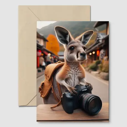 Kangaroo Tourist With Camera In Japan