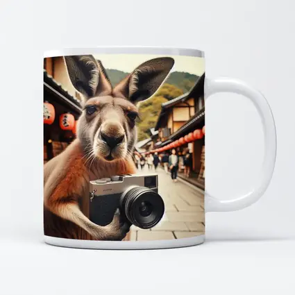 Kangaroo Tourist Selfie Japanese Street Scene