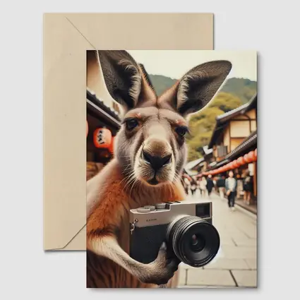 Kangaroo Tourist Selfie Japanese Street Scene