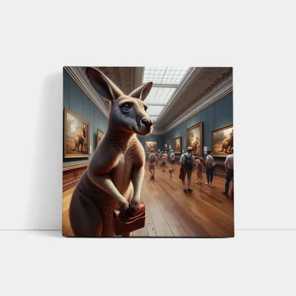 Kangaroo With Briefcase In Art Gallery