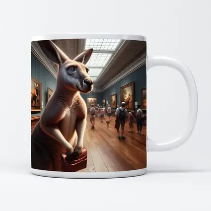 Kangaroo With Briefcase In Art Gallery