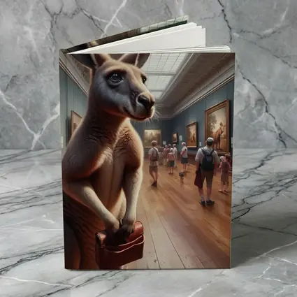 Kangaroo With Briefcase In Art Gallery