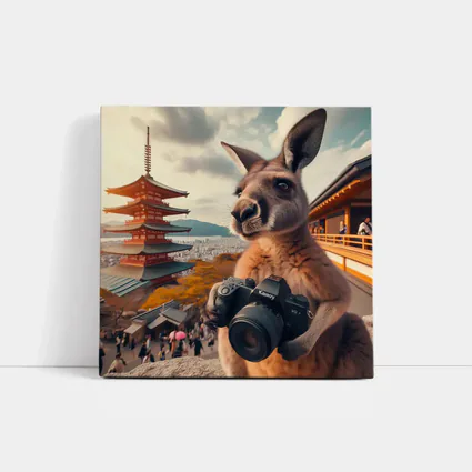 Kangaroo Tourist Photographer Japanese Pagoda Background