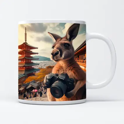 Kangaroo Tourist Photographer Japanese Pagoda Background