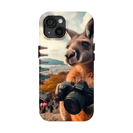 Kangaroo Tourist Photographer Japanese Pagoda Background