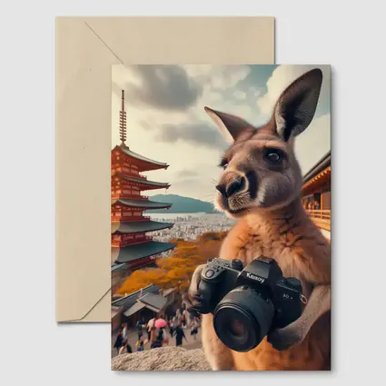 Kangaroo Tourist Photographer Japanese Pagoda Background