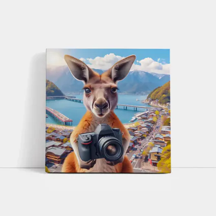 Kangaroo Tourist Holding Camera Japan Town