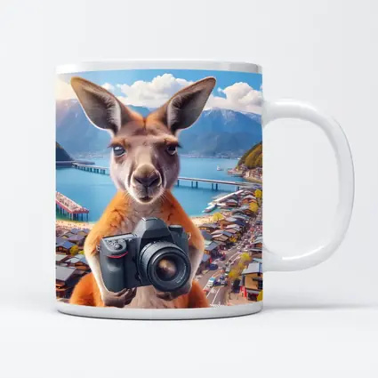 Kangaroo Tourist Holding Camera Japan Town