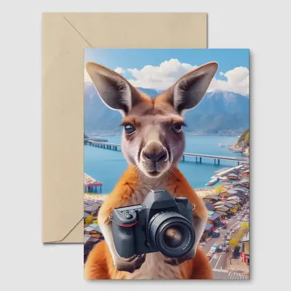 Kangaroo Tourist Holding Camera Japan Town