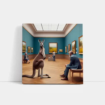 Kangaroo Standing Inside Art Museum Gallery