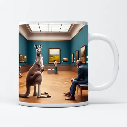 Kangaroo Standing Inside Art Museum Gallery