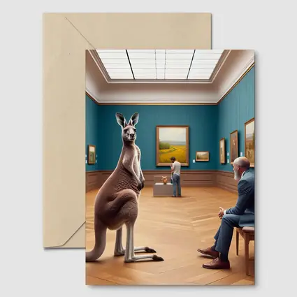 Kangaroo Standing Inside Art Museum Gallery