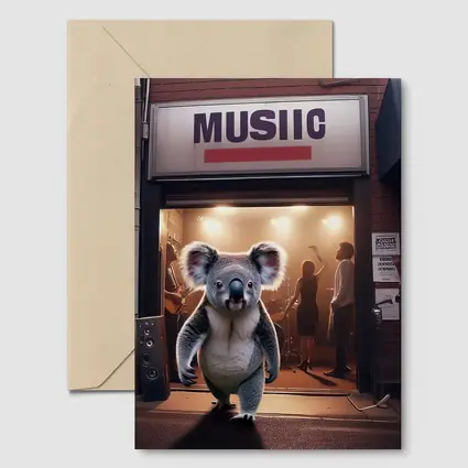 Koala Walking Out of Music Store