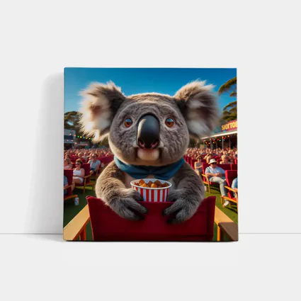 Koala Eating Popcorn At Outdoor Cinema