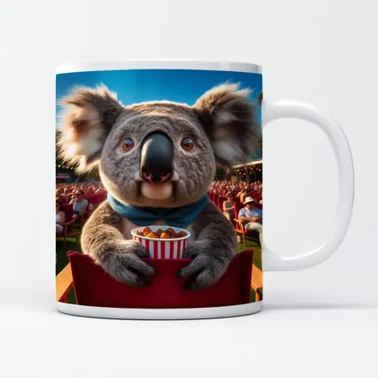 Koala Eating Popcorn At Outdoor Cinema