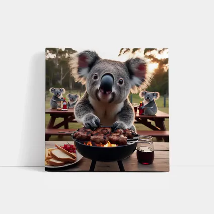 Koala Grilling Meat Outdoor BBQ Scene