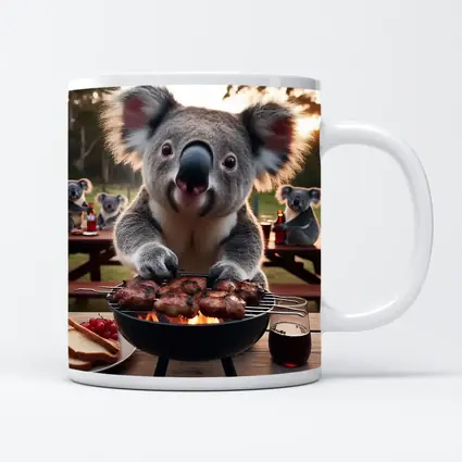 Koala Grilling Meat Outdoor BBQ Scene