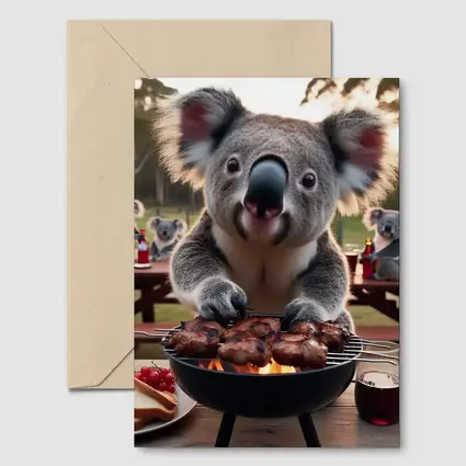 Koala Grilling Meat Outdoor BBQ Scene