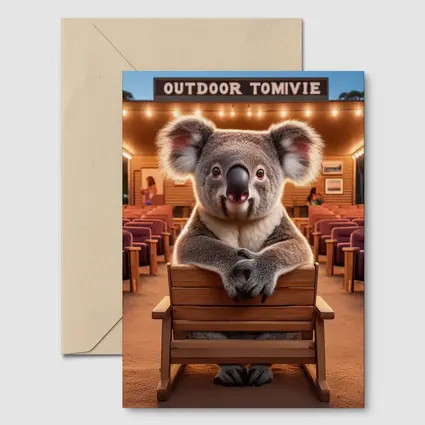 Koala Sitting at Outdoor Movie Theater